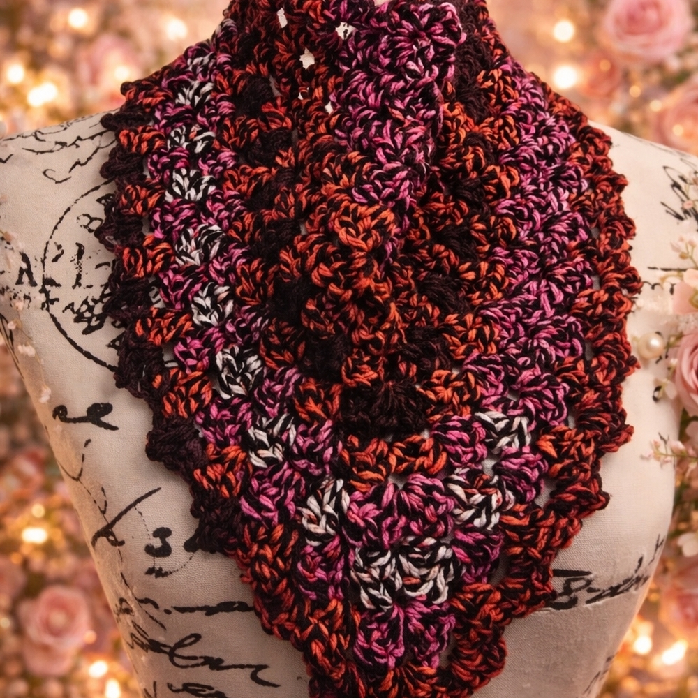 Handmade Crochet Bandana/Kerchief V-Day Edition